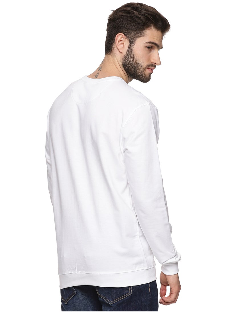 Premium Cotton Full Sleeves Sweatshirt White
