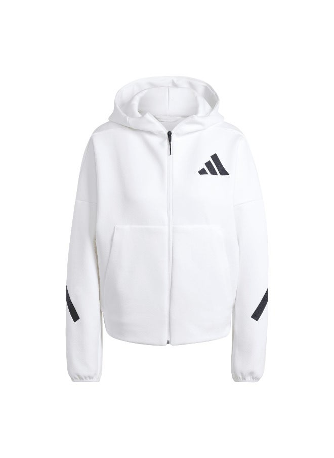 Adidas W Z.N.E. Fz White Hooded Track Top Track Tops For Women