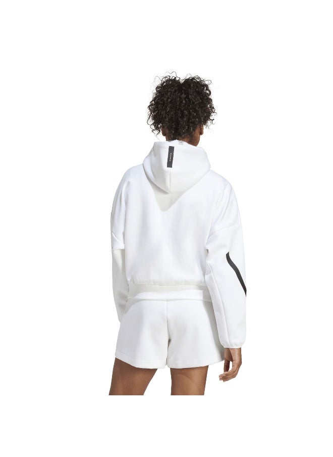 Adidas W Z.N.E. Fz White Hooded Track Top Track Tops For Women