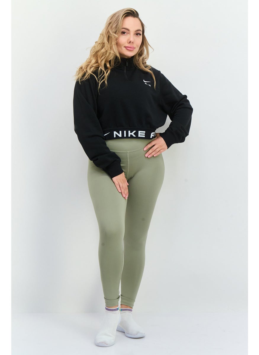 Women Sportswear Fit Long Sleeves Running Sweatshirt, Black