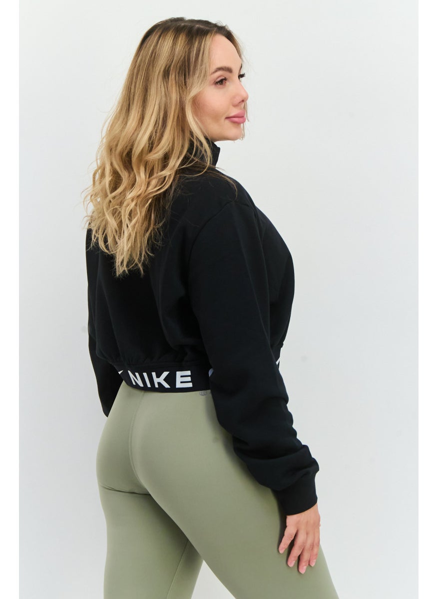 Women Sportswear Fit Long Sleeves Running Sweatshirt, Black