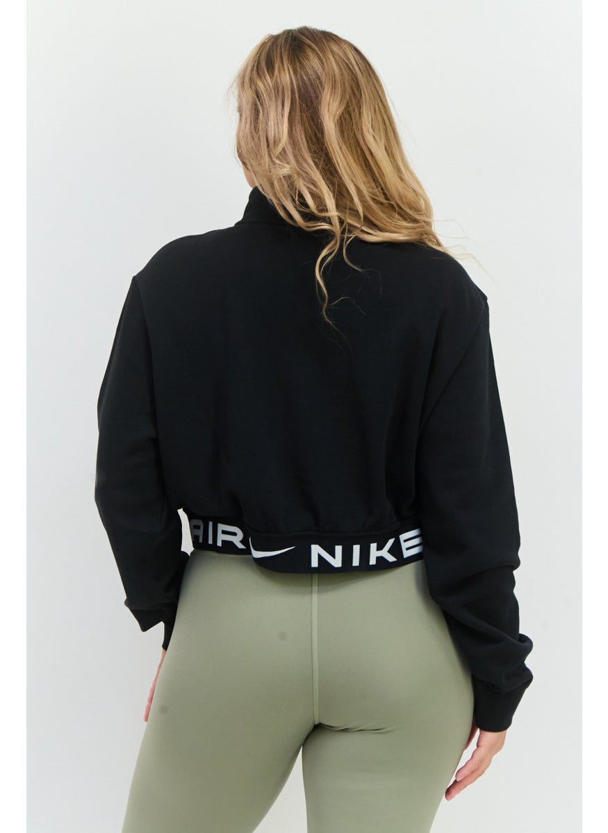 Women Sportswear Fit Long Sleeves Running Sweatshirt, Black