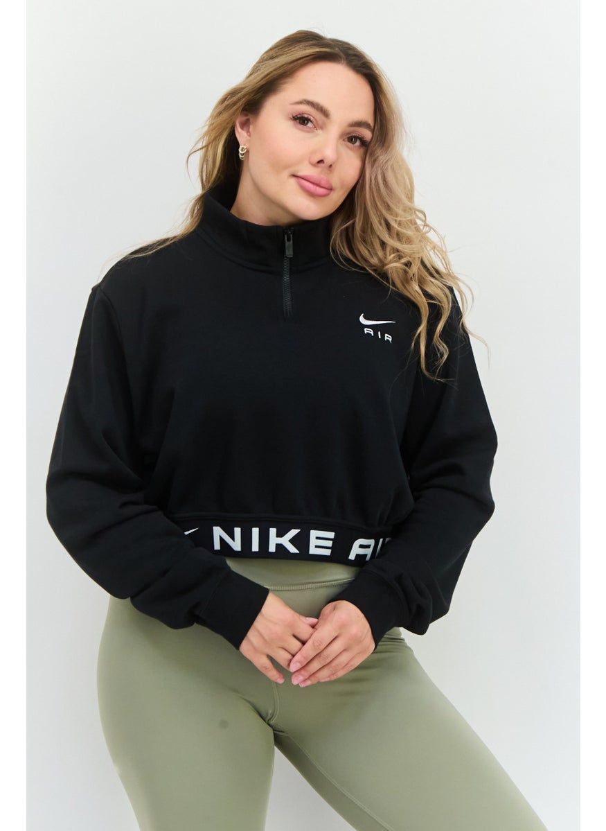 Women Sportswear Fit Long Sleeves Running Sweatshirt, Black