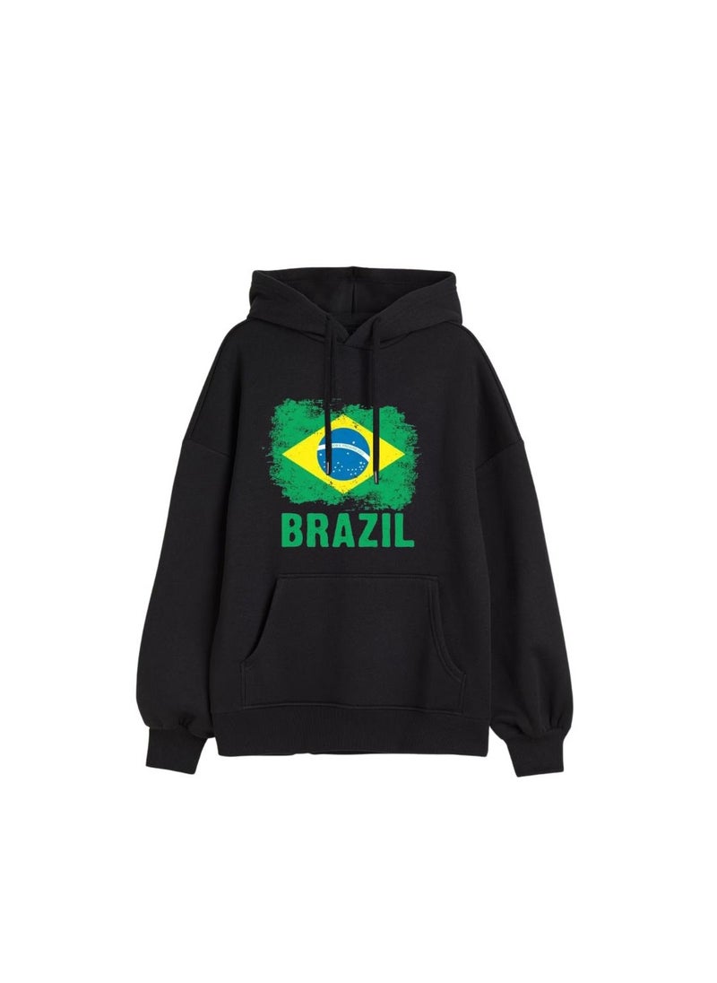 Brazil Women's Hoodie–100% Cotton Fabric|Casual Wear For Travel,Sports&Daily Outfits|Long Sleeve Pullover|Brazil Printed Hoodies