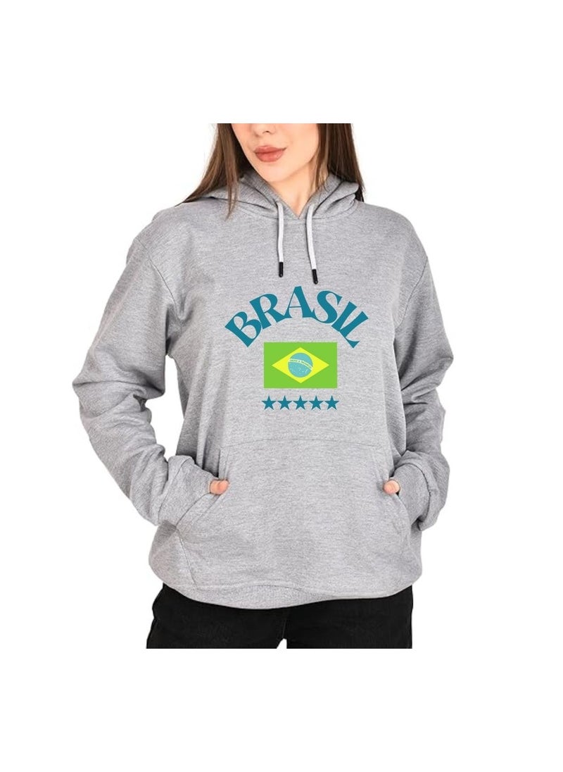 Brazil Women's Hoodie–100% Cotton Fabric|Casual Wear For Travel,Sports&Daily Outfits|Long Sleeve Pullover|Brazil Printed Hoodies