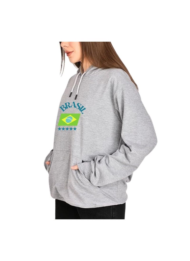 Brazil Women's Hoodie–100% Cotton Fabric|Casual Wear For Travel,Sports&Daily Outfits|Long Sleeve Pullover|Brazil Printed Hoodies