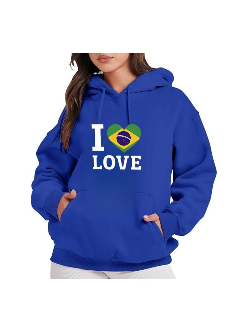 Brazil Women's Hoodie–100% Cotton Fabric|Casual Wear For Travel,Sports&Daily Outfits|Long Sleeve Pullover|Brazil Printed Hoodies