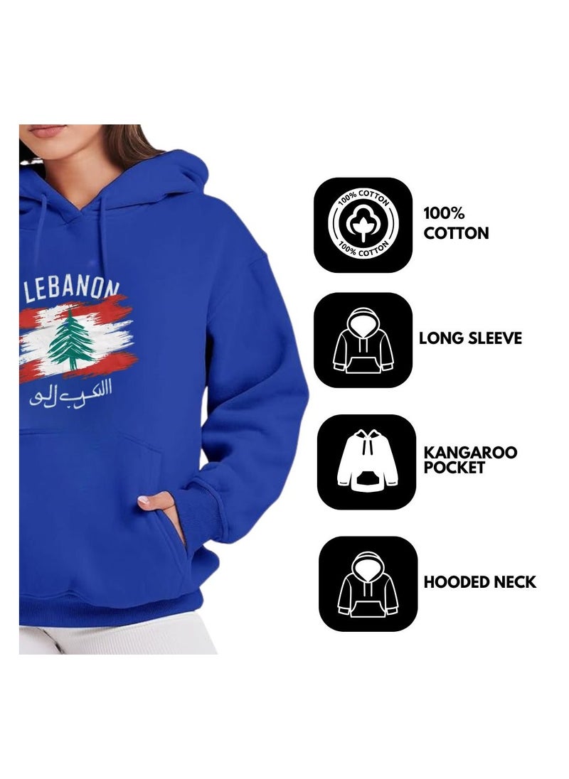Lebanon Women's Hoodie-100% Cotton Fabric,Long Sleeve|Casual Wear For Travel,Sports&Daily Outfits|Lebanon Printed Hoodies