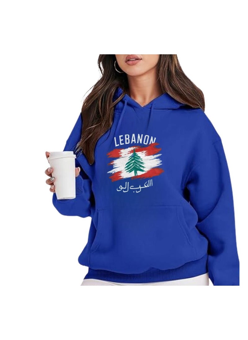 Lebanon Women's Hoodie-100% Cotton Fabric,Long Sleeve|Casual Wear For Travel,Sports&Daily Outfits|Lebanon Printed Hoodies