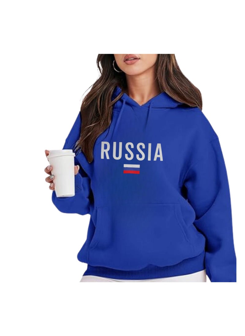 Russia Women's Hoodie-100% Cotton Fabric,Long Sleeve|Casual Wear For Travel,Sports&Daily Outfits|Russia Printed Hoodies
