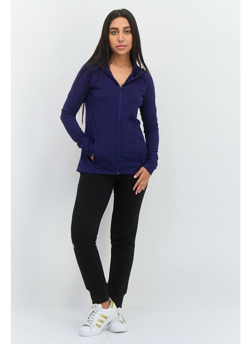 Women Sportswear Fit Full Zip Running Sweatshirts, Purple