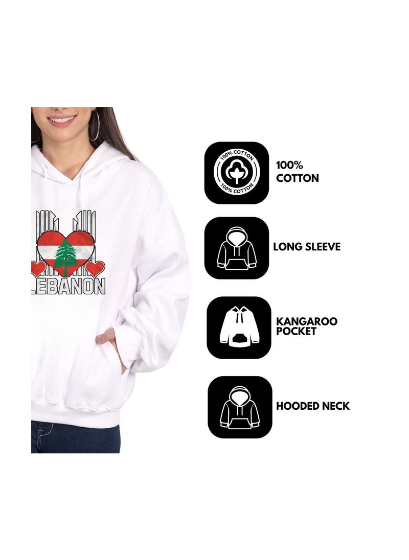 Lebanon Women's Hoodie-100% Cotton Fabric,Long Sleeve|Casual Wear For Travel,Sports&Daily Outfits|Lebanon Printed Hoodies