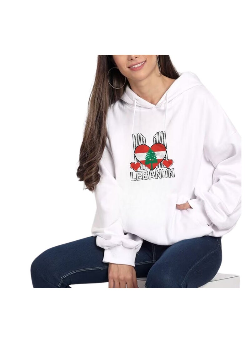 Lebanon Women's Hoodie-100% Cotton Fabric,Long Sleeve|Casual Wear For Travel,Sports&Daily Outfits|Lebanon Printed Hoodies