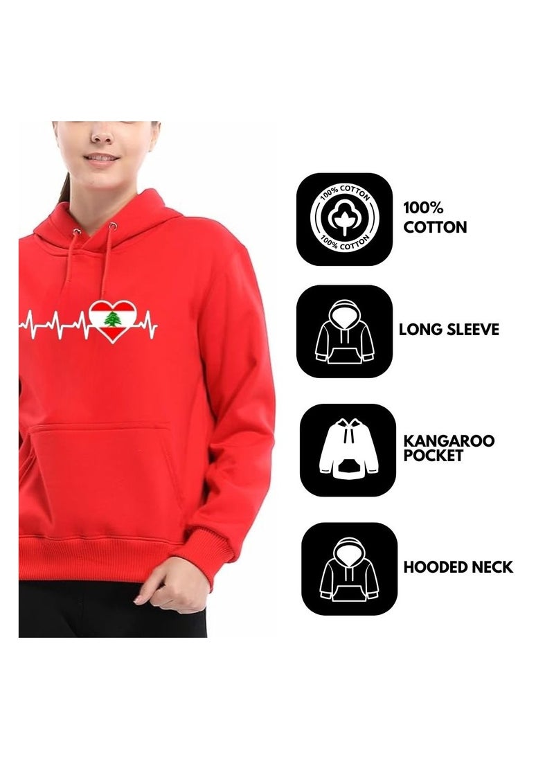 Lebanon Women's Hoodie-100% Cotton Fabric,Long Sleeve|Casual Wear For Travel,Sports&Daily Outfits|Lebanon Printed Hoodies