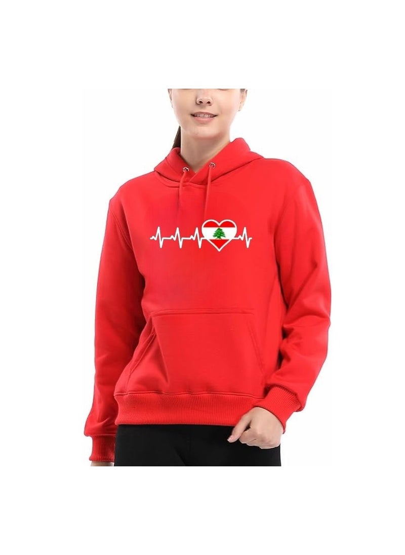 Lebanon Women's Hoodie-100% Cotton Fabric,Long Sleeve|Casual Wear For Travel,Sports&Daily Outfits|Lebanon Printed Hoodies