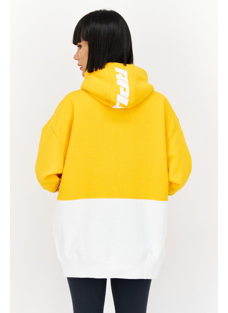 Women Brand Logo Long Sleeve Hoodie, Yellow