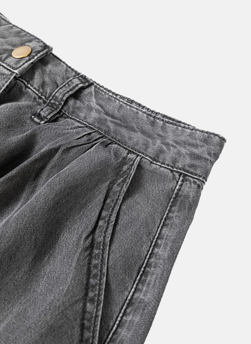Grey Plain Front Slit A-Line Skirt
