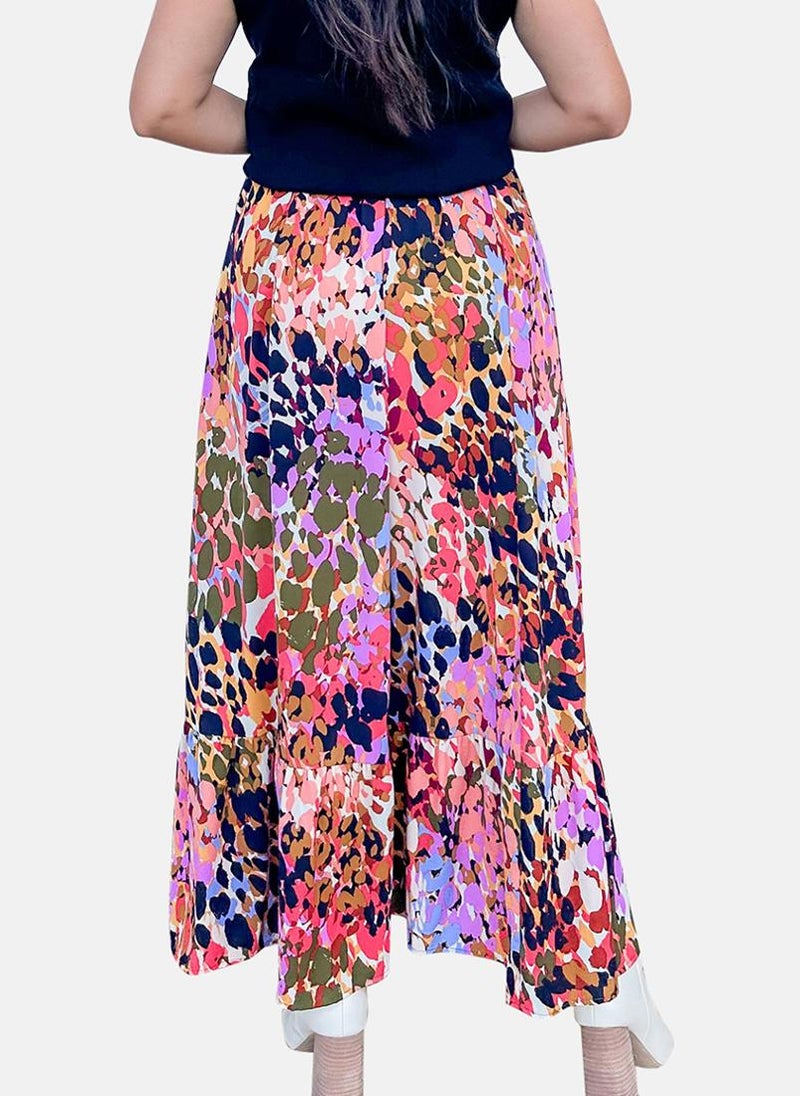 Multicolour Printed Tiered Maxi Skirt
