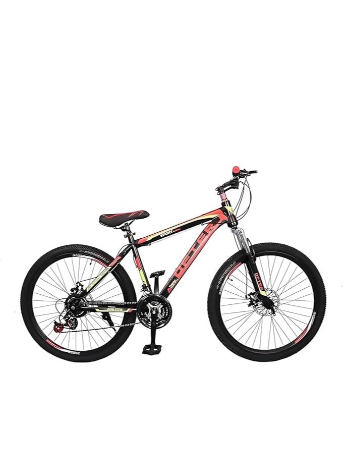 BIKE Mountain Bike 26 inch| 21 Speed |Sturdy Carbon Steel Frame Bike| Fronk Fork Suspension System | For Men and Women| (black/red, 26)