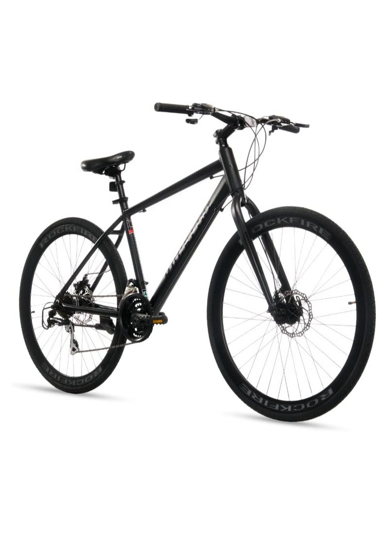 Performance Hybrid Bicycle | Alloy Frame | 21-Speed Drivetrain, Logan Mechanical Disc Brakes & Alloy Rigid Fork | Ideal for Urban Commuting and Sport Riding with 700x35c Hybrid Tires