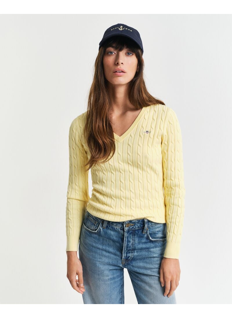 Gant Stretch Cotton Cable V-Neck