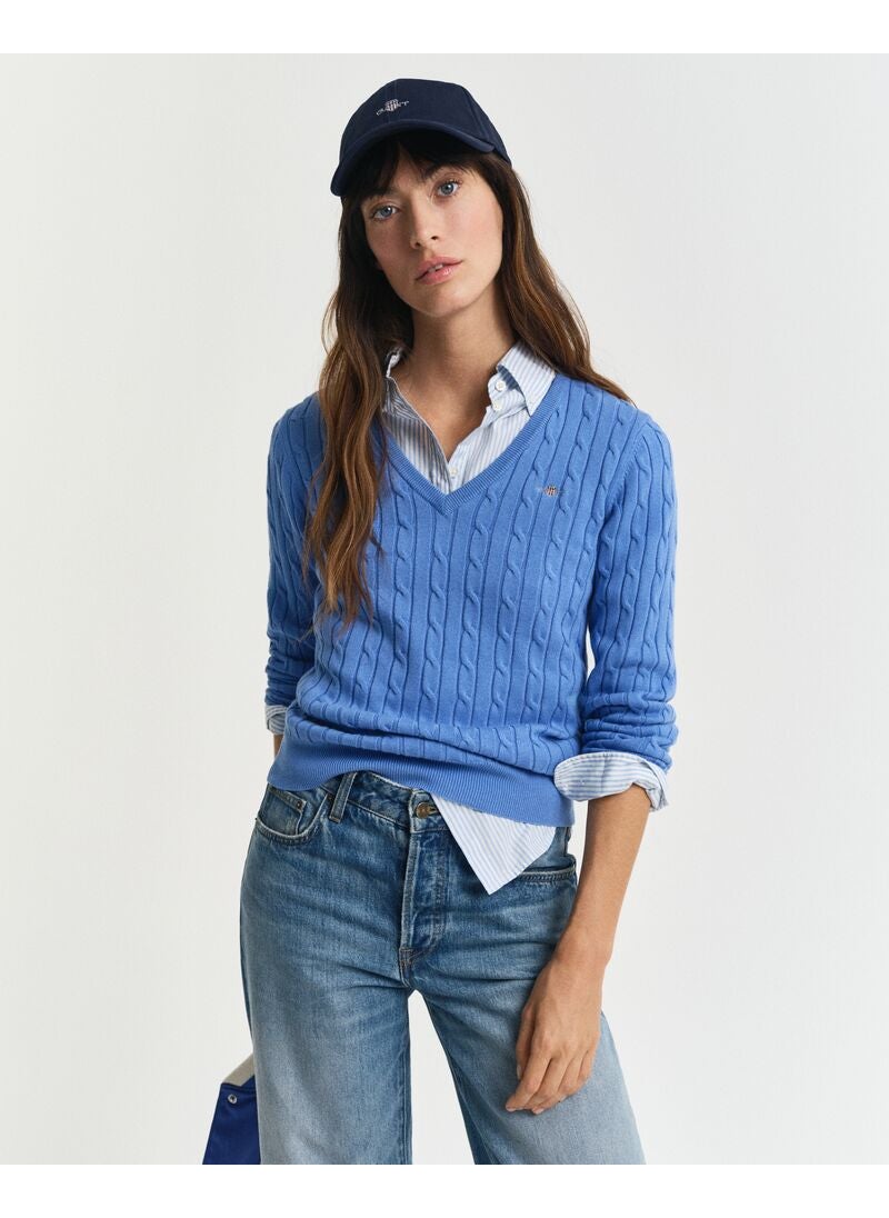 Gant Stretch Cotton Cable V-Neck