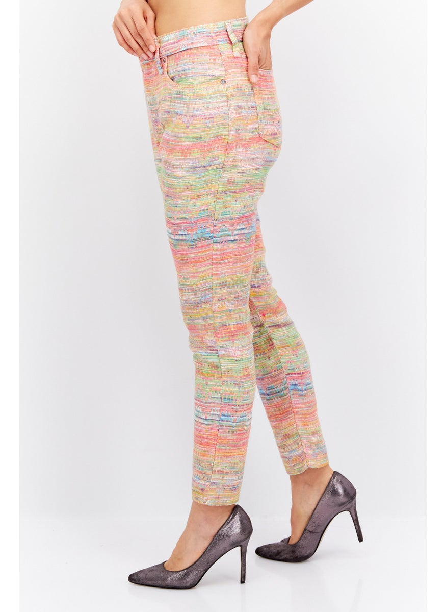 Women Regular Fit Allover Printed Straight Leg Pants, Pink Combo