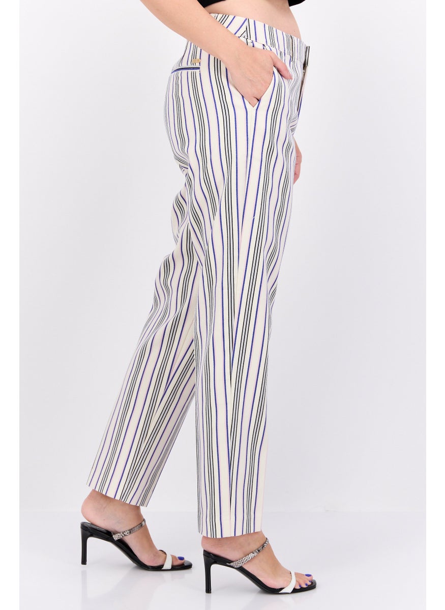 Women Regular Fit Stripe Lowry Slim Leg Pants, Beige