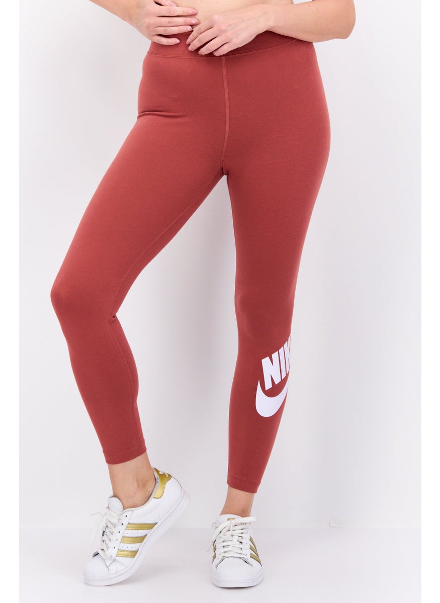 Women Sportswear Fit Brand Logo Training Leggings, Rust