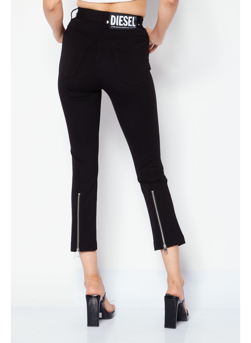 Women Regular Fit Plain Pull On Pants, Deep Black