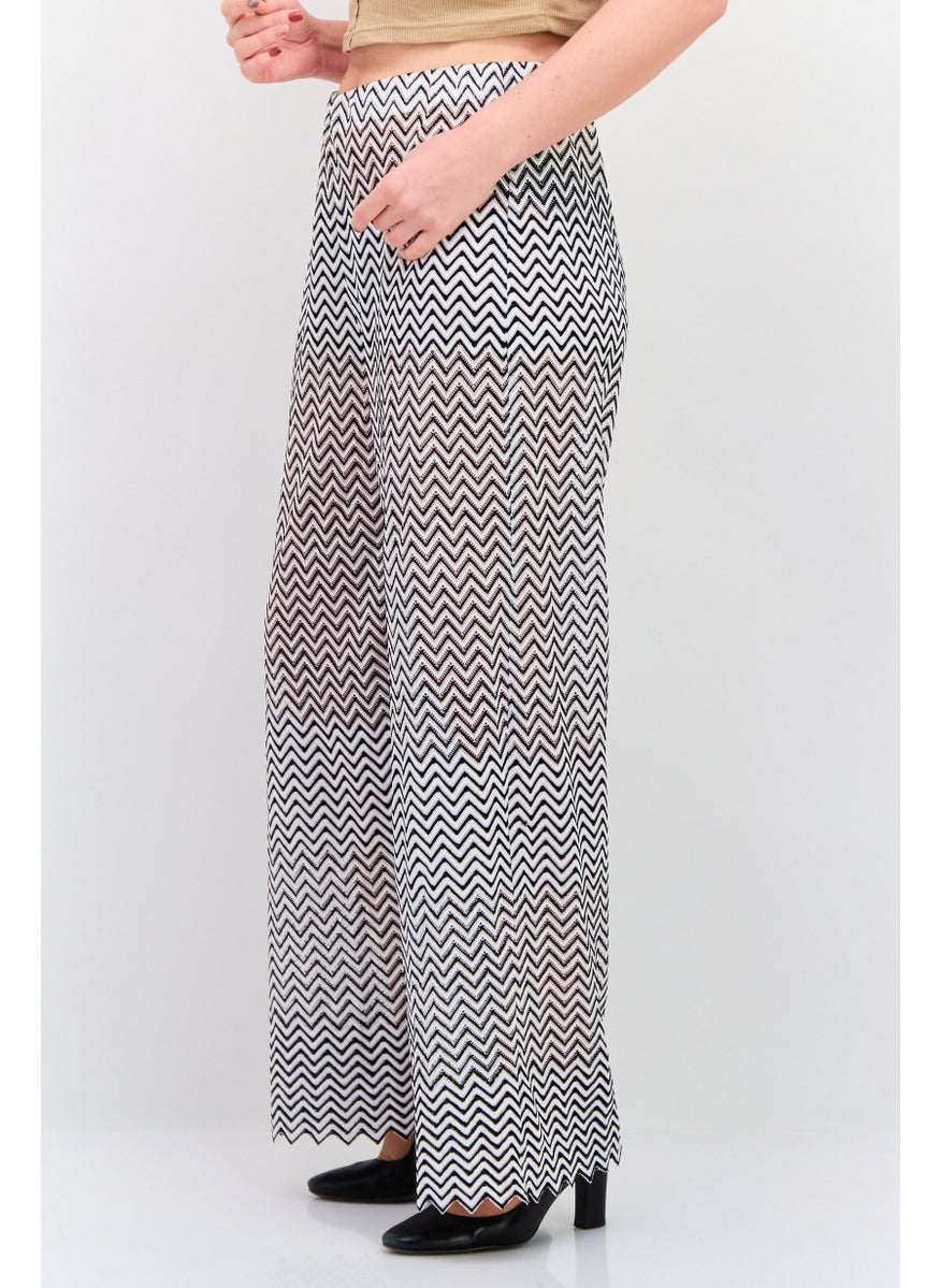 Women Regular Fit Crochet Wide Leg Pant, Black