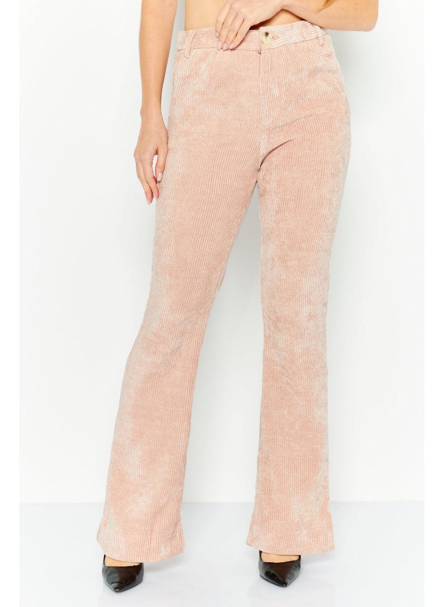 Women Corduroy Stretchable Pants, Dusty Pink