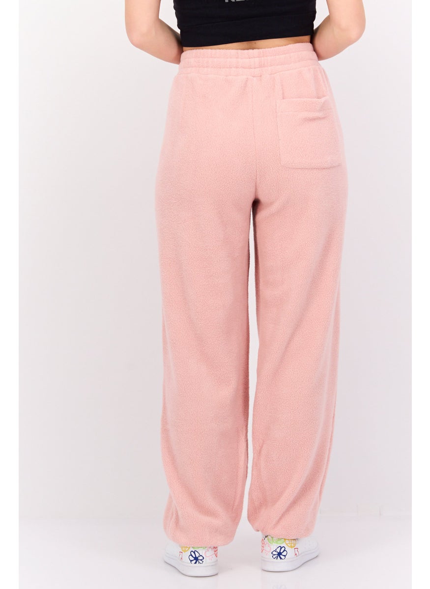 Women Regular Fit Textured Jogger Pants, Pink