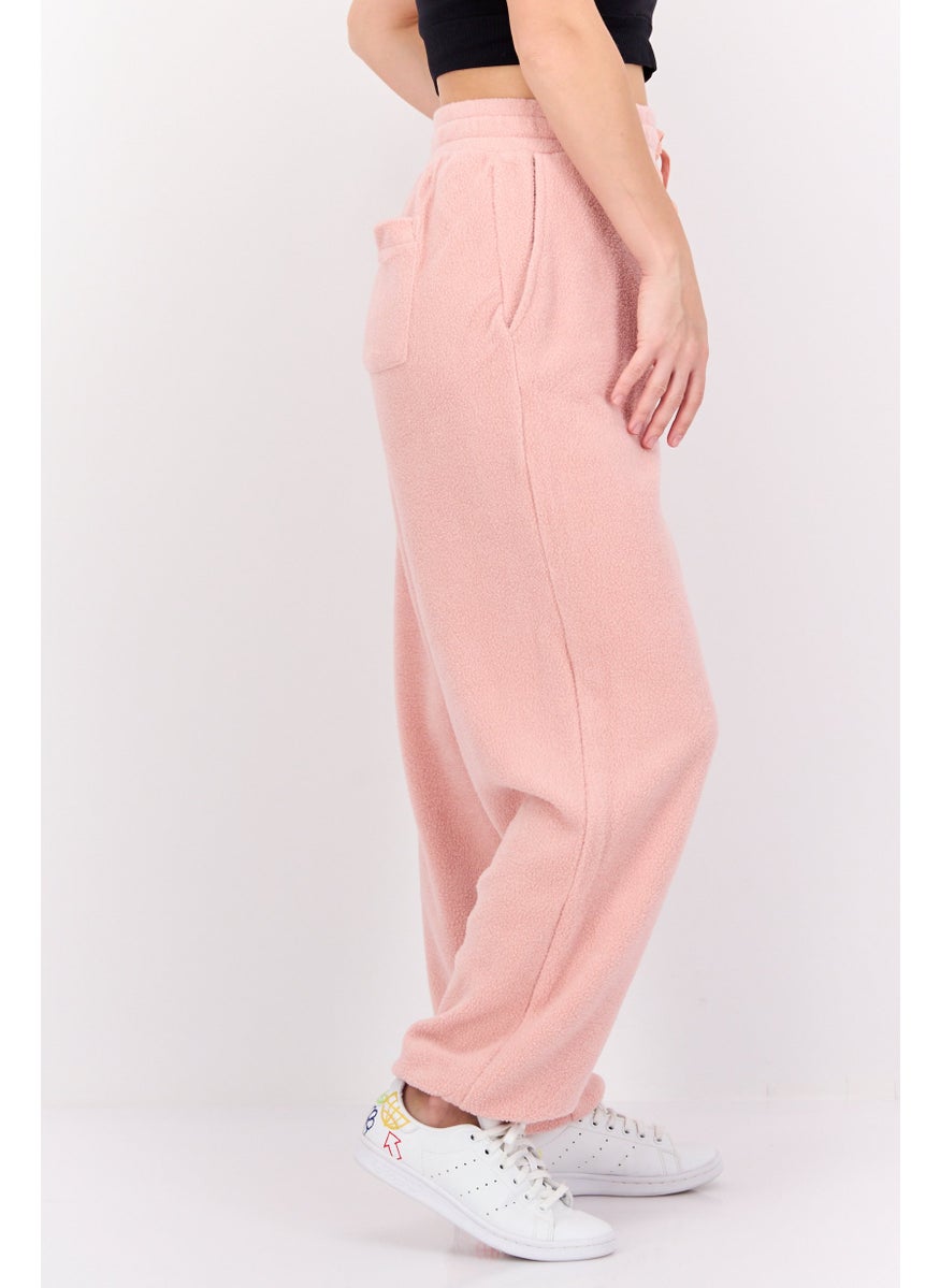 Women Regular Fit Textured Jogger Pants, Pink