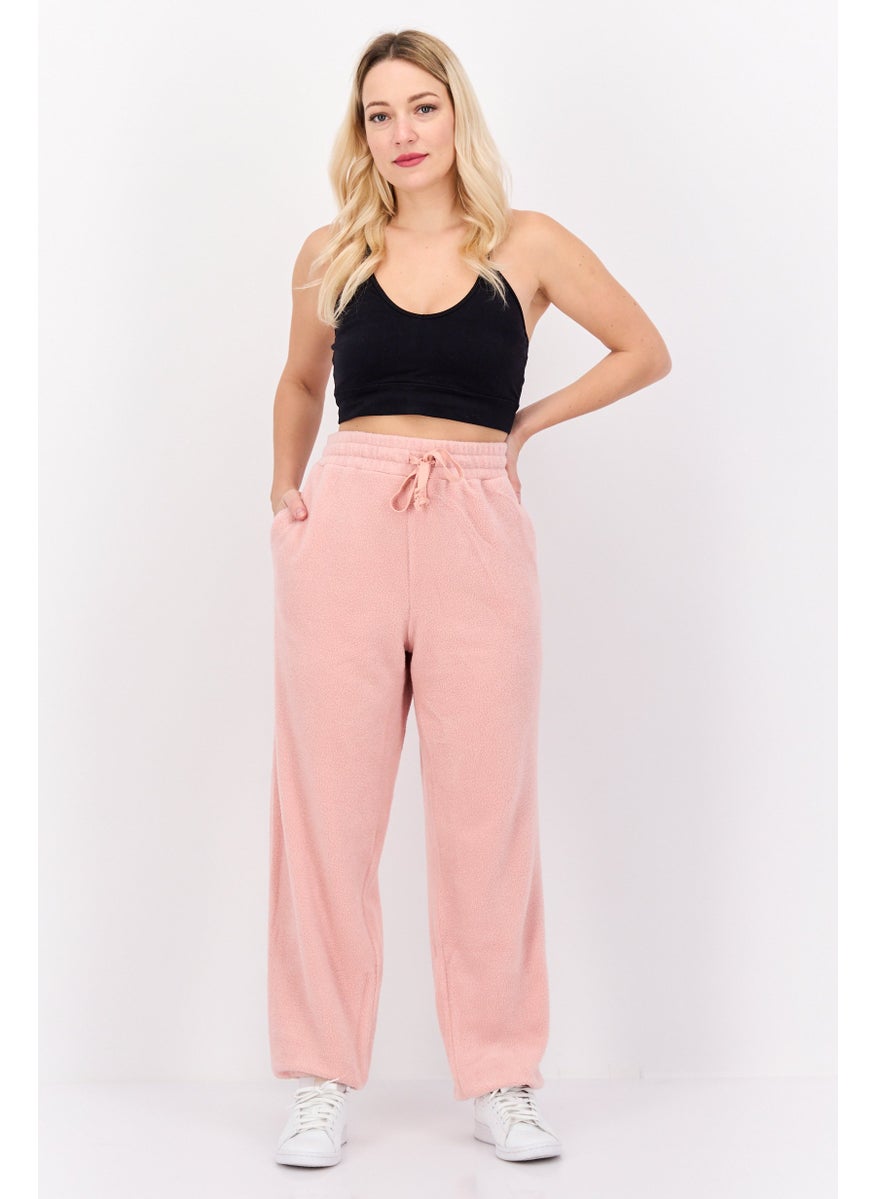 Women Regular Fit Textured Jogger Pants, Pink