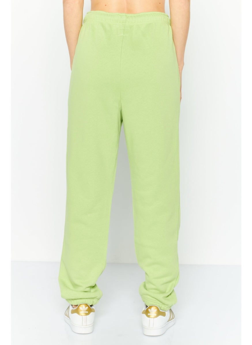 Women Solid Drawstring Sweatpants, Matcha