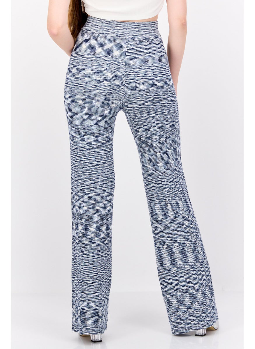 Women Regular Fit Wide Leg Space Dye Palazzo Pant, Grey