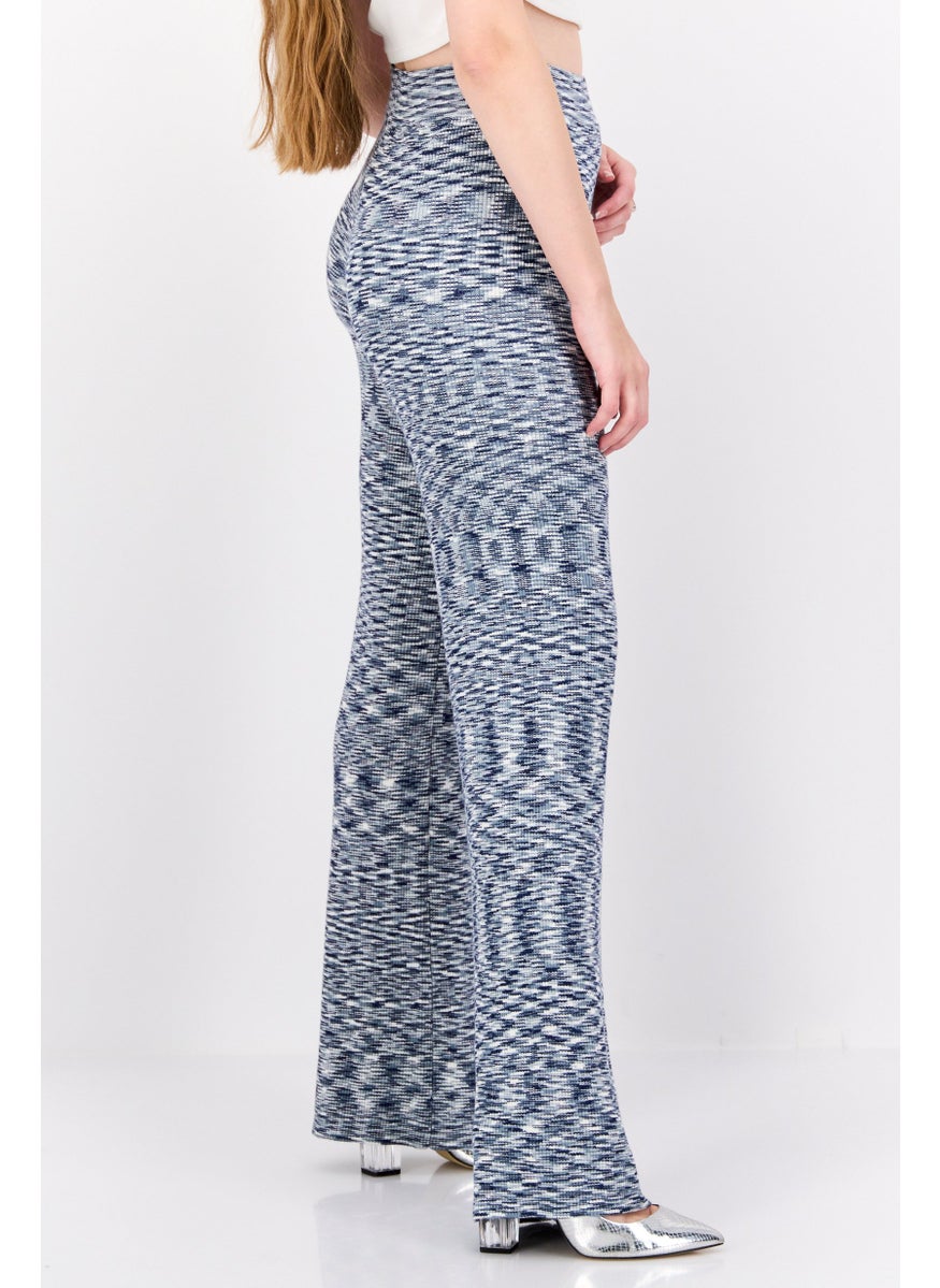 Women Regular Fit Wide Leg Space Dye Palazzo Pant, Grey