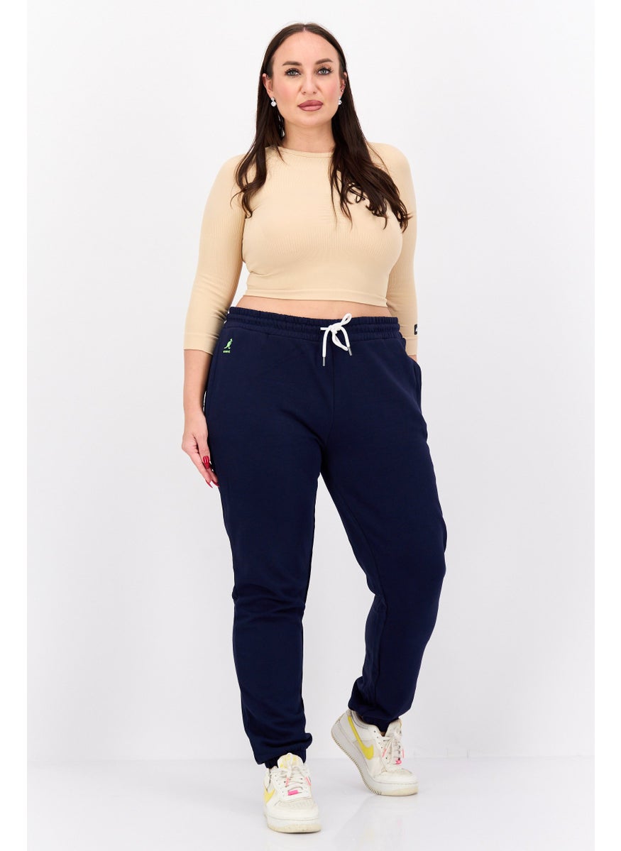 Women Regular Fit Brand Logo Jogger Pants, Navy