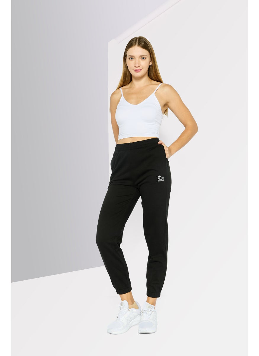 Women Regular Fit Embroidered Logo Jogger Pants, Black