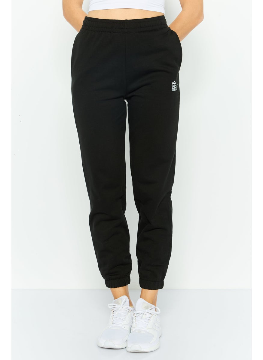 Women Regular Fit Embroidered Logo Jogger Pants, Black