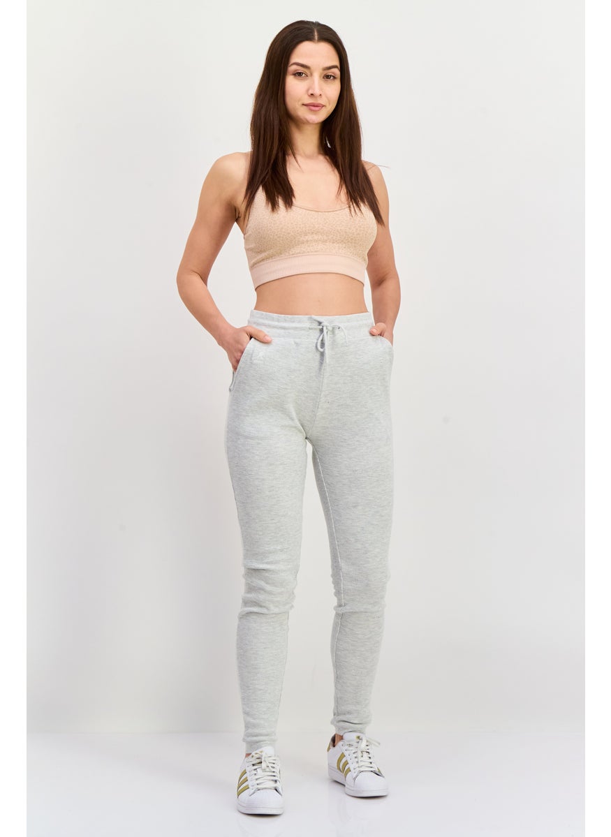 Women Regular Fit Drawstring Solid Jogger Pants, Grey