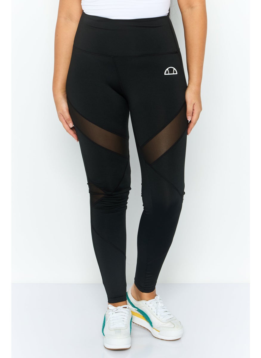 Women Sportswear Graphic Print Leggings, Black