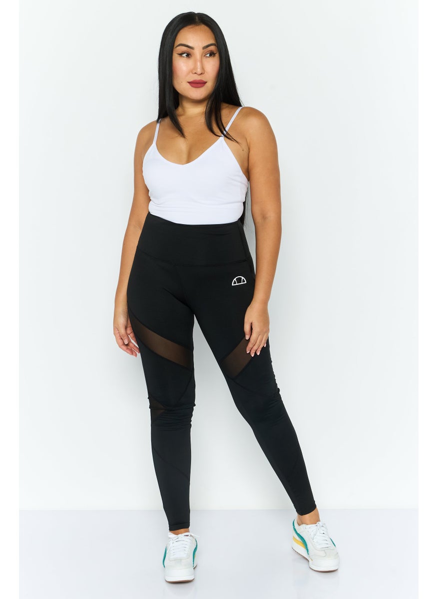 Women Sportswear Graphic Print Leggings, Black