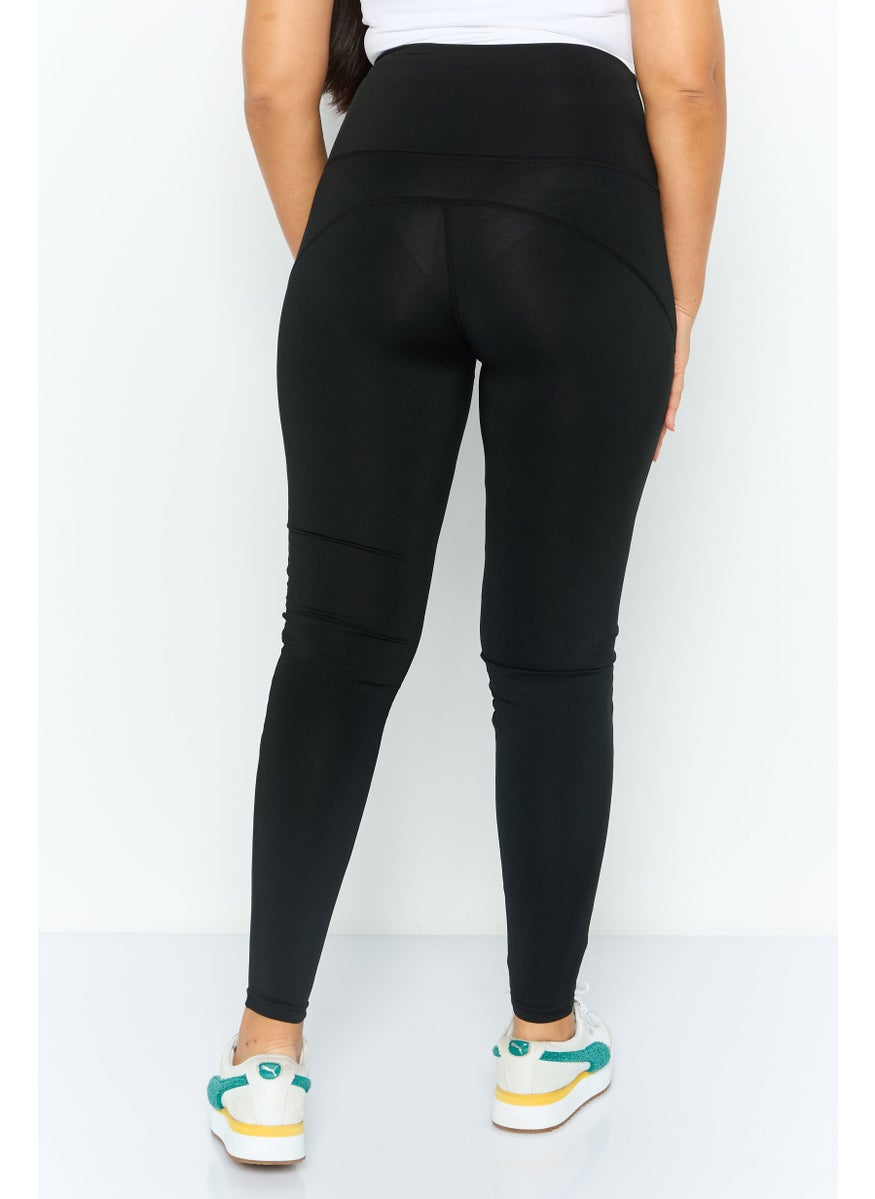 Women Sportswear Graphic Print Leggings, Black