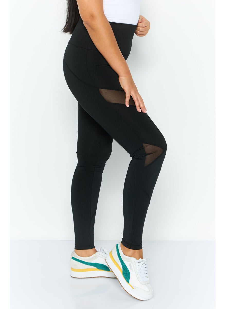 Women Sportswear Graphic Print Leggings, Black