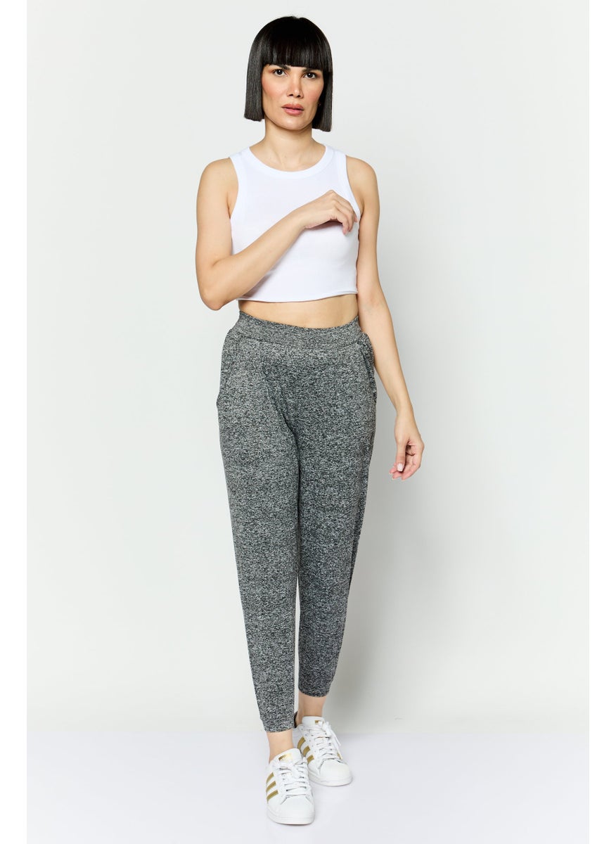 Women Regular Fit Straight Leg Brand Logo Jogger Pants, Grey