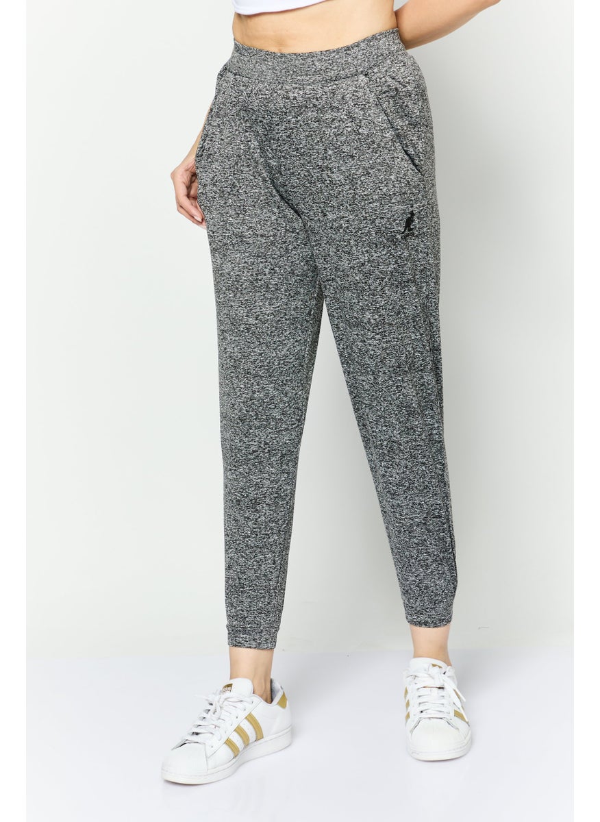 Women Regular Fit Straight Leg Brand Logo Jogger Pants, Grey