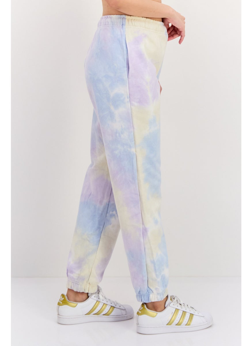 Women Tie-Dye Print Jogger Pants, Sky Blue Combo