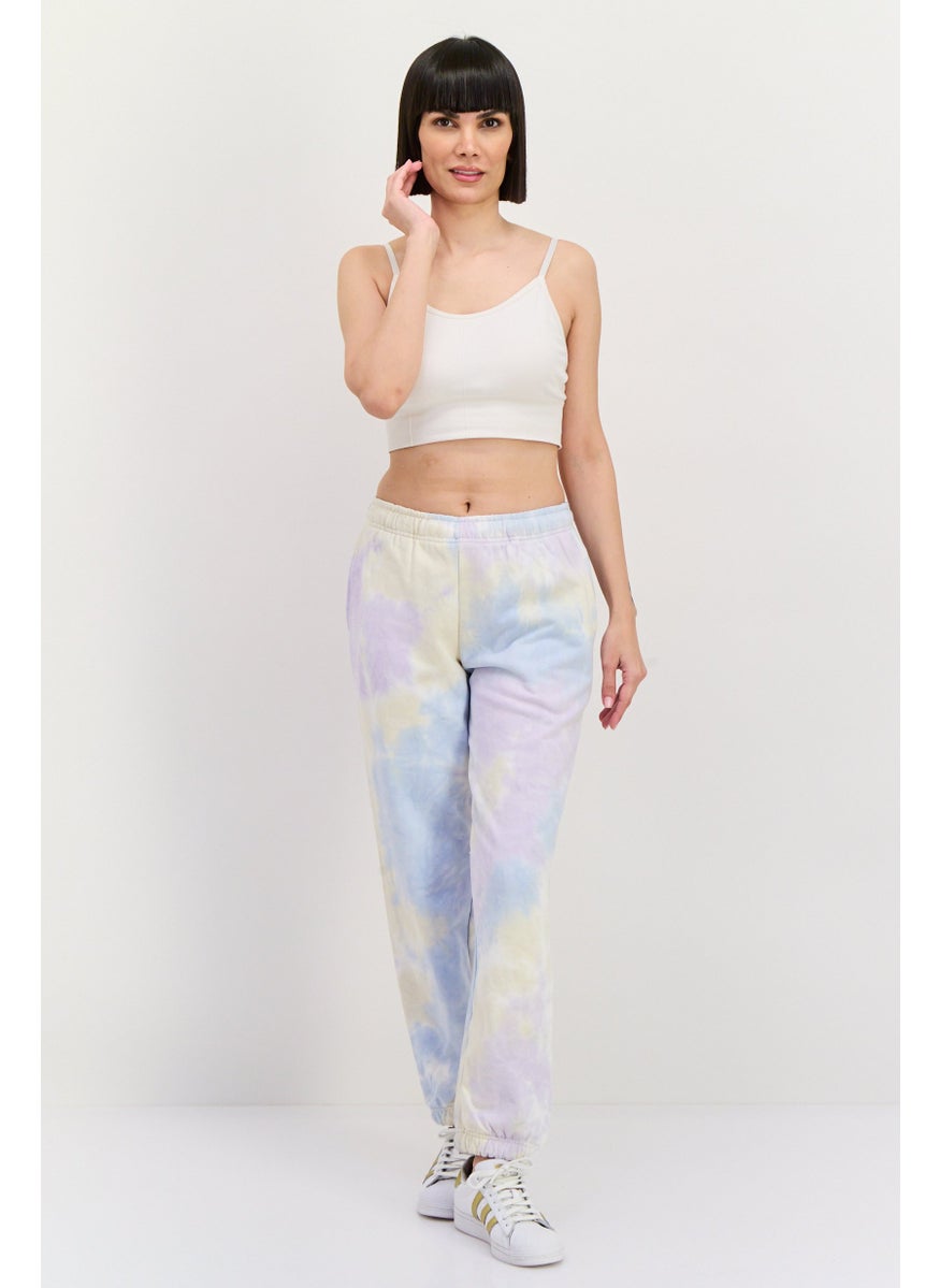 Women Tie-Dye Print Jogger Pants, Sky Blue Combo
